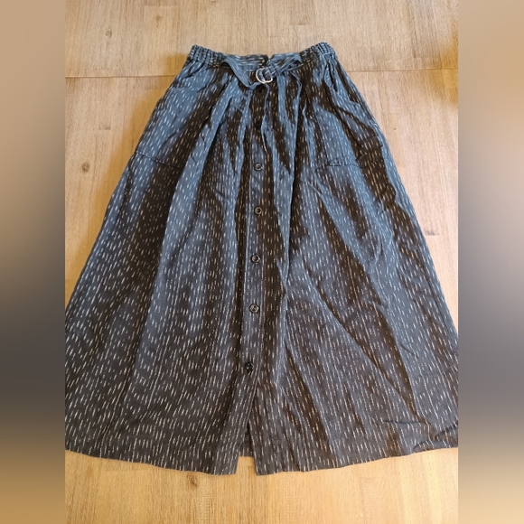 Handwoven PUENTE Guatemala Vintage Skirt Pleated Button up Midi 100% cot… - Picture 1 of 12